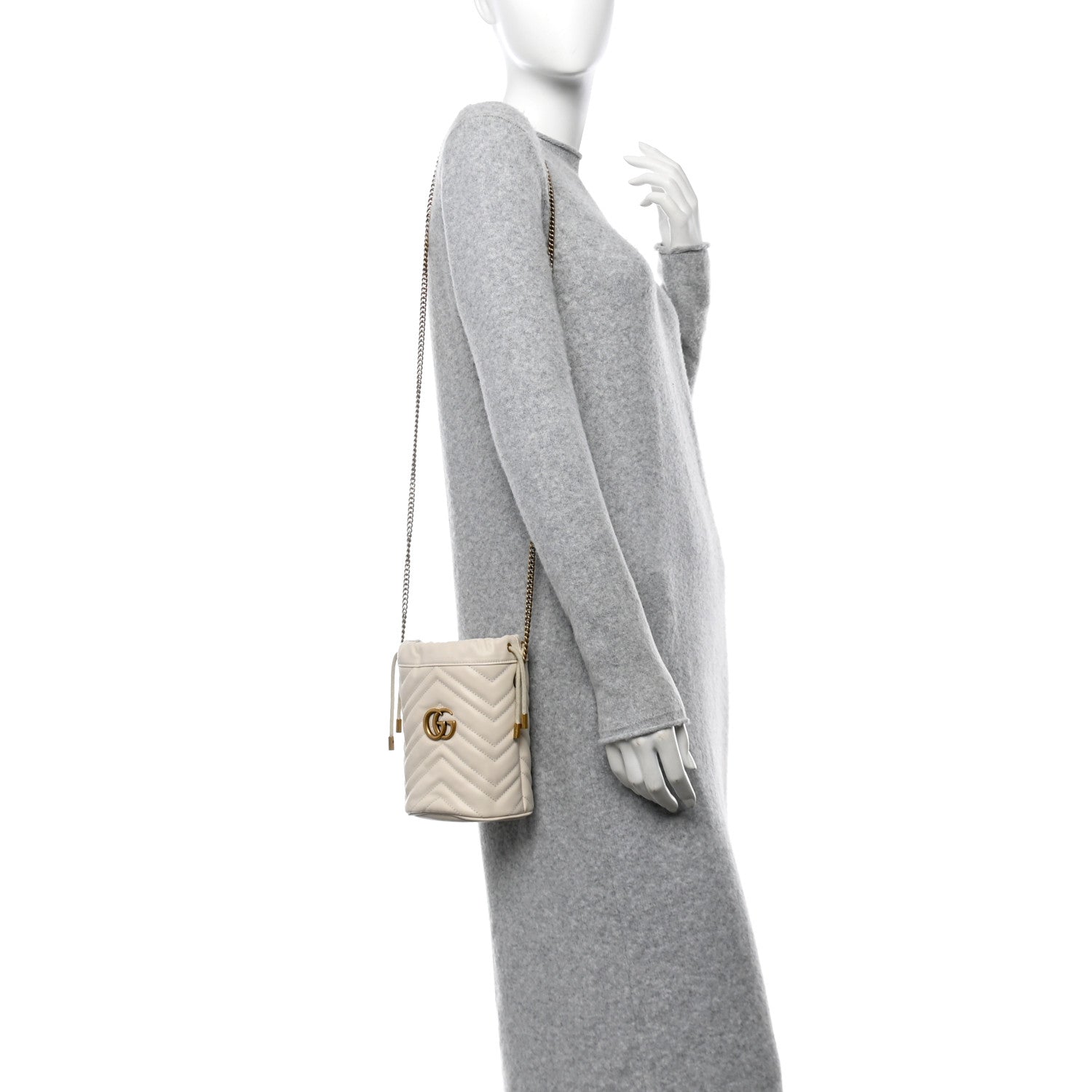 Gucci Calfskin Matelasse Mini GG Marmont 2.0 Bucket Bag White 2 of 10