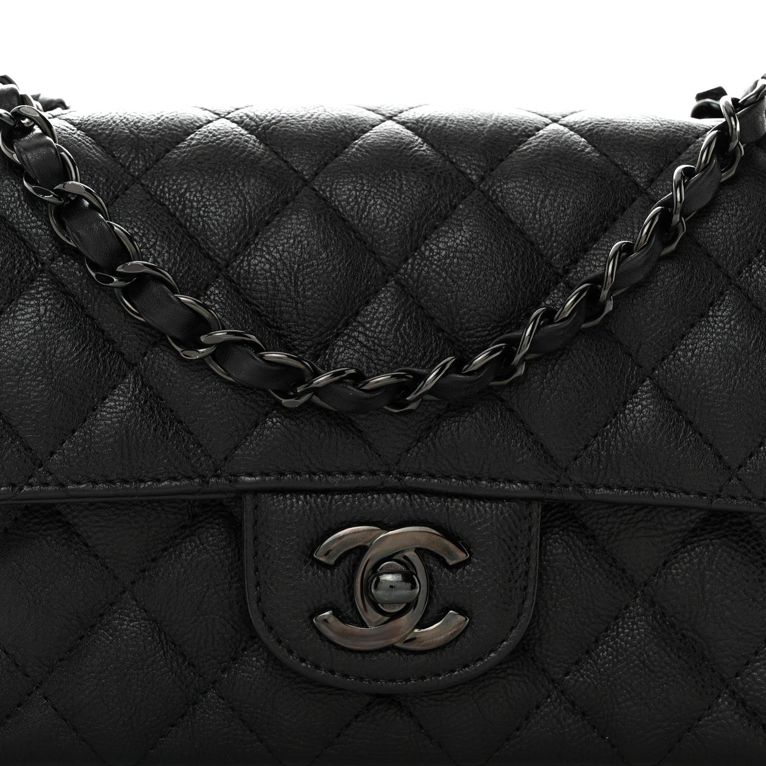 Chanel Crumpled Calfskin Quilted Mini Rectangular Flap So Black 8 of 10