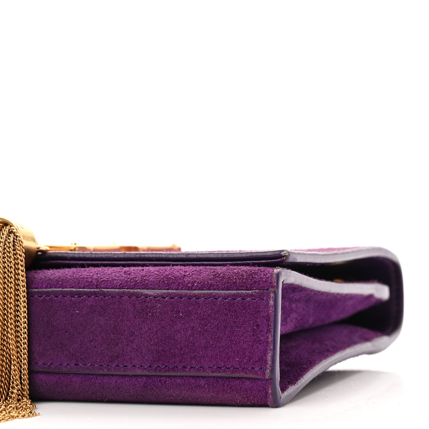 Suede Small Classic Monogram Kate Tassel Satchel Purple