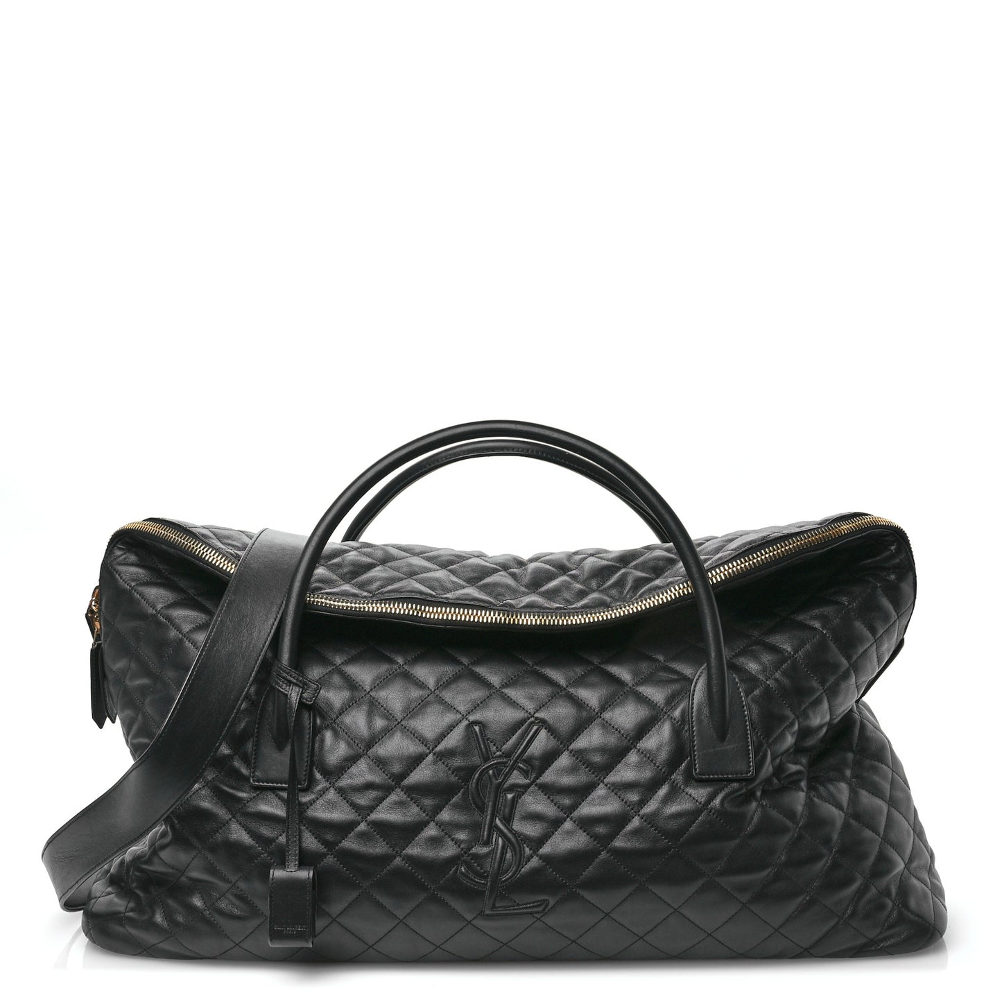 Calfskin Quilted ES Giant Travel Bag Black