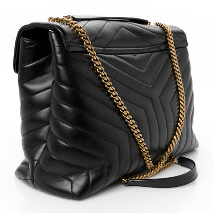 Saint Laurent Calfskin Y Quilted Monogram Large Loulou Chain Satchel Black 3 of 11