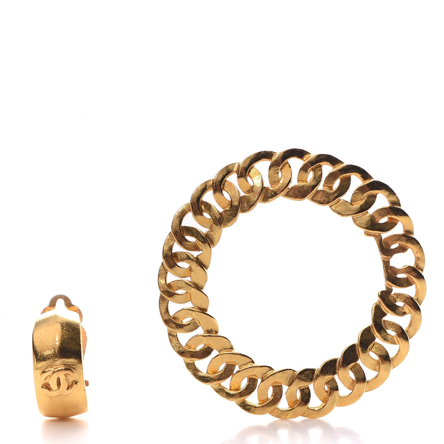 Chanel CC Chain Hoop Clip On Earrings Gold 5 of 6