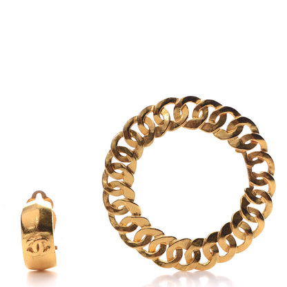 Chanel CC Chain Hoop Clip On Earrings Gold 5 of 6