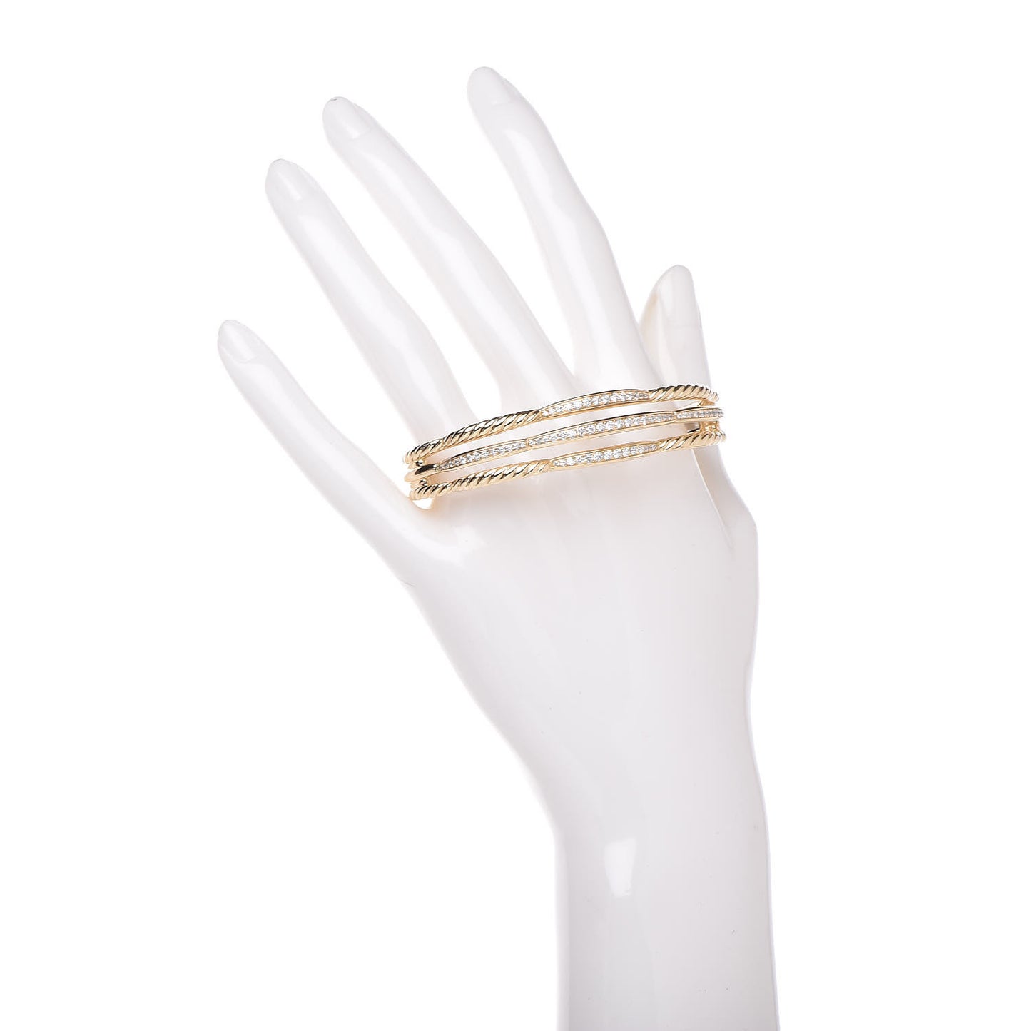 18K Yellow Gold Diamond Tides Three Row Cuff Bracelet