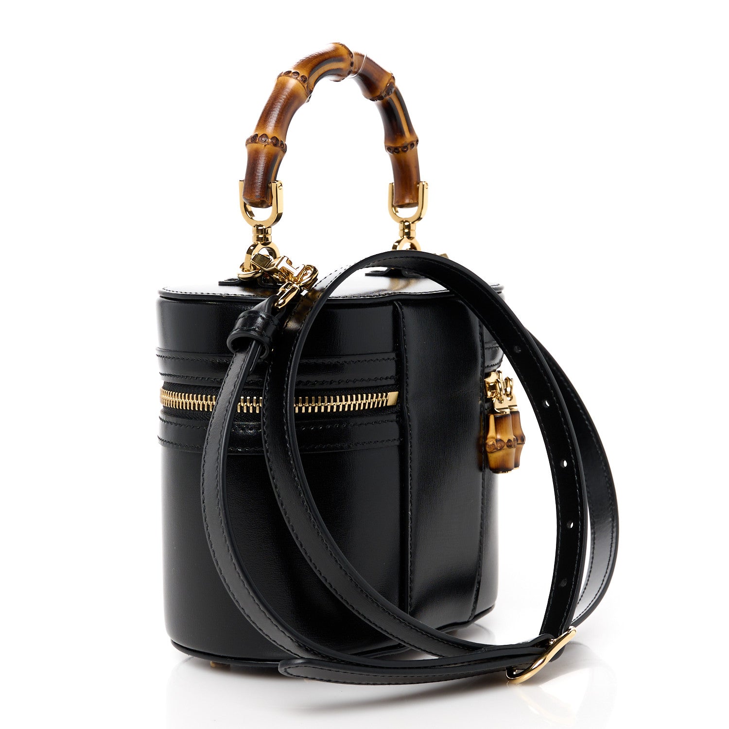 Gucci Calfskin Mini Bamboo Top Handle Shoulder Bag Black 3 of 11