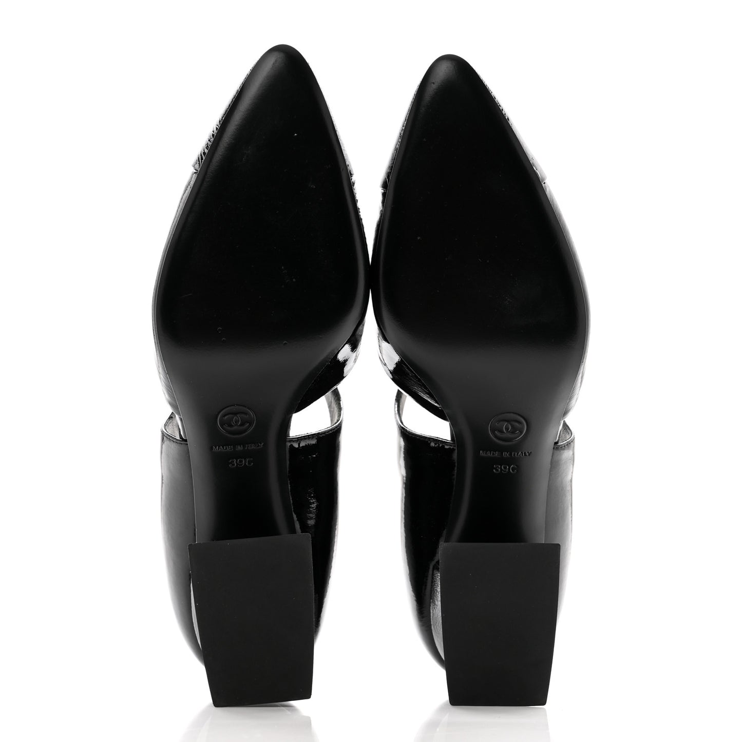 Patent Goatskin Cap Toe Pumps 39 Black