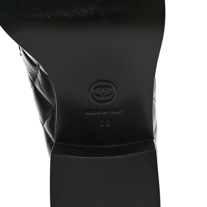 Chanel Lambskin Quilted CC Heart Loafers 36 Black 6 of 8