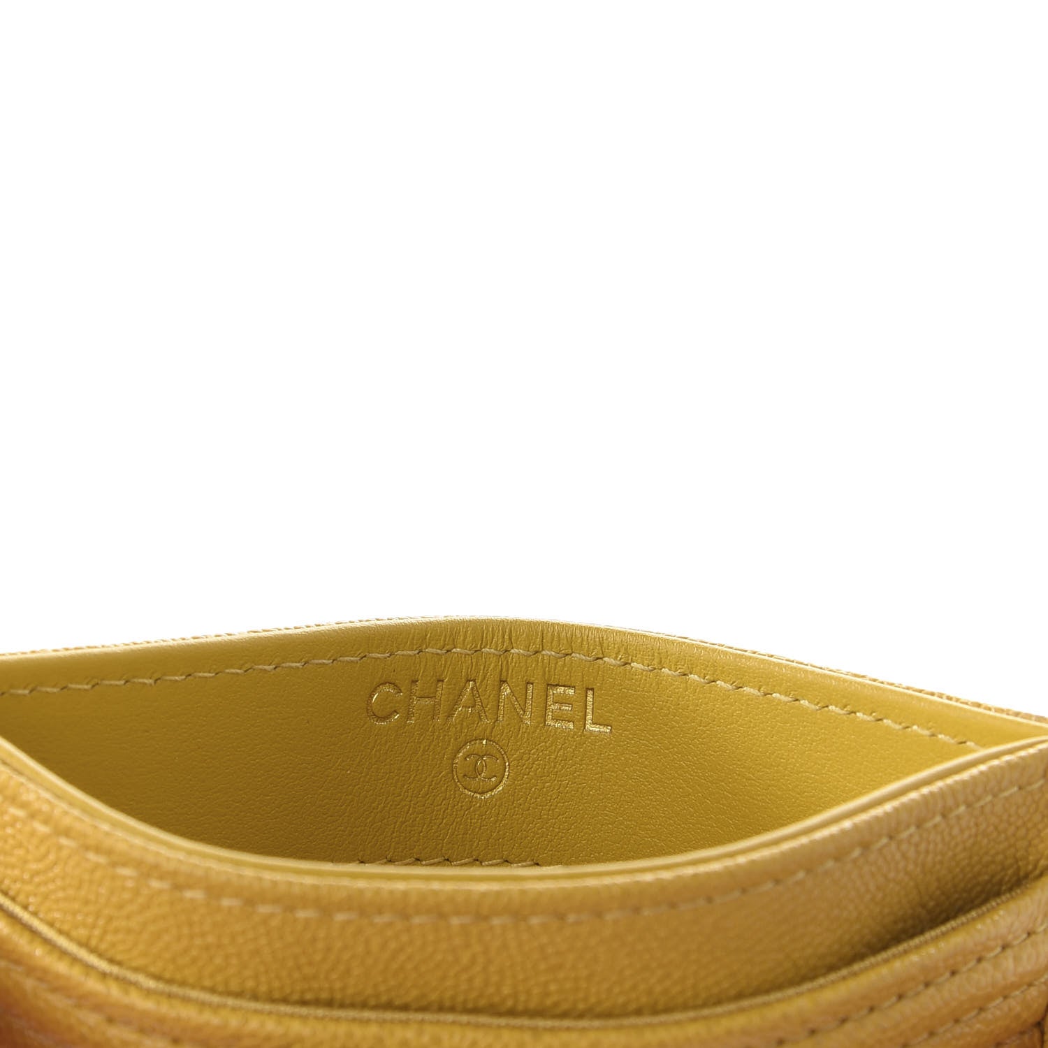 Chanel Caviar Chevron Quilted Boy Card Holder Yellow 7 of 9