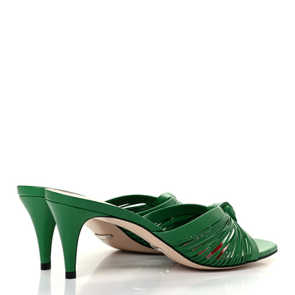 Gucci Malaga Kid Crawford Knot Mid Heel Slide Sandals 40 New Shamarock 4 of 7