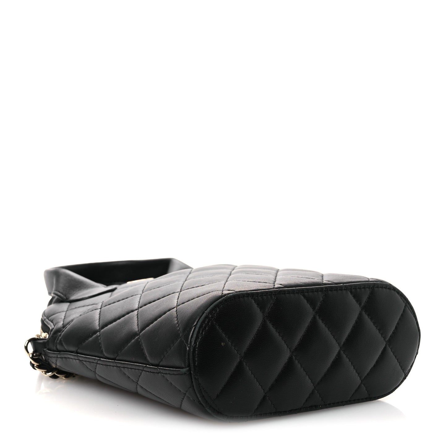 Caviar Quilted Top Handle Clutch With Chain Black