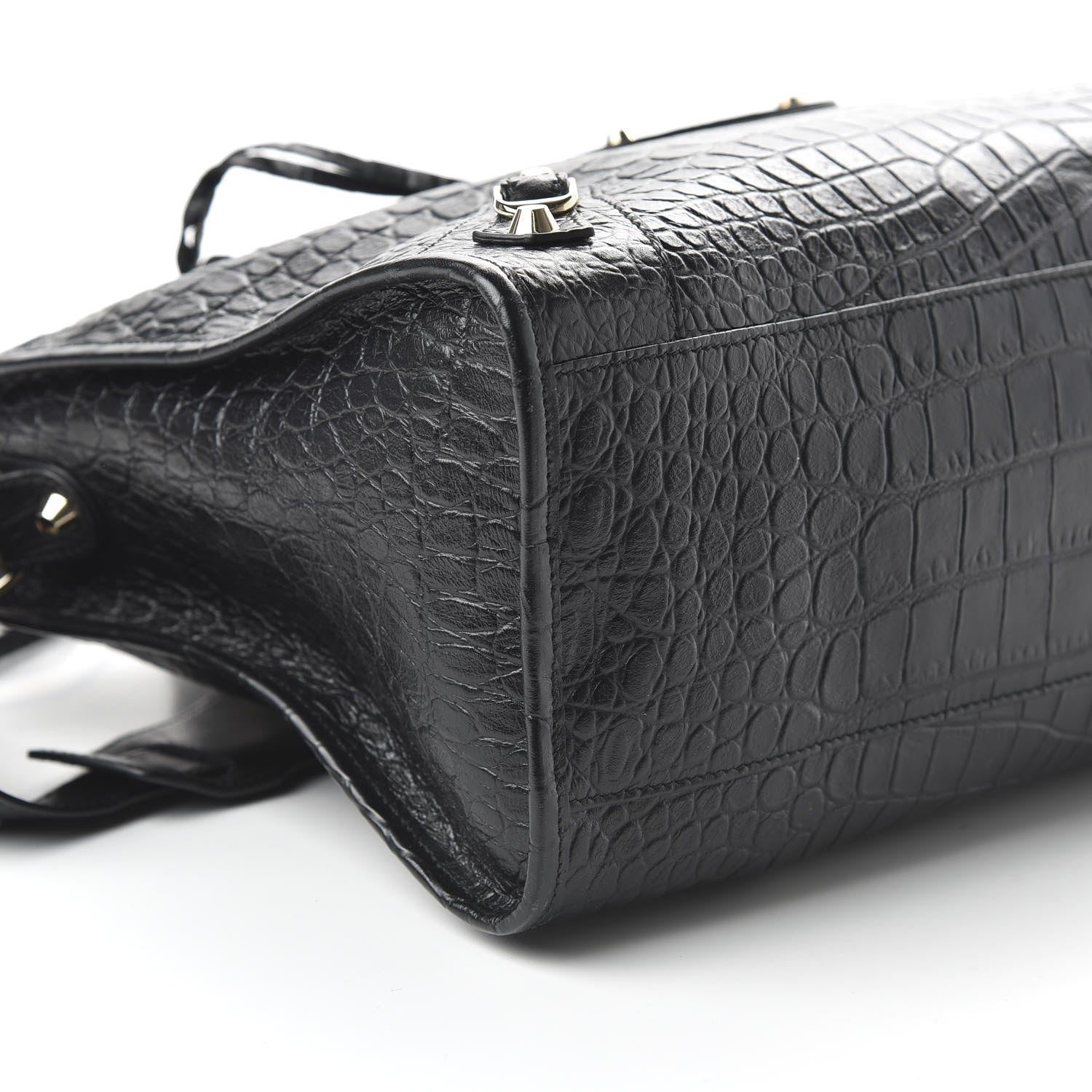 Balenciaga Calfskin Crocodile Embossed Classic Hardware City Black 7 of 11