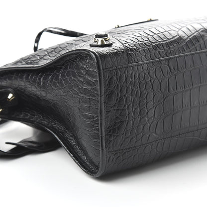 Balenciaga Calfskin Crocodile Embossed Classic Hardware City Black 7 of 11