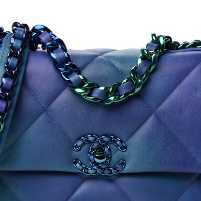 Chanel Tie Dye Calfskin Quilted Medium Chanel 19 Flap Blue Purple 10 of 10
