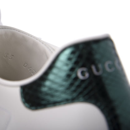 Gucci Calfskin Ayers Bee Embroidered Womens Ace Sneakers 35 White Green 9 of 10