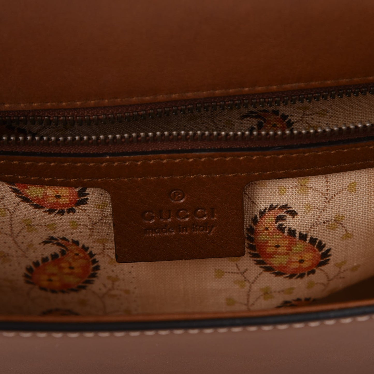 Calfskin Feline Medium GG Marmont Top Handle Bag Brown