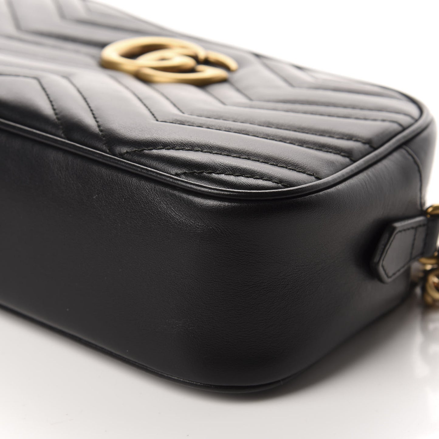 Calfskin Matelasse Small GG Marmont Chain Shoulder Bag Black