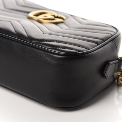 Gucci Calfskin Matelasse Small GG Marmont Chain Shoulder Bag Black 6 of 9