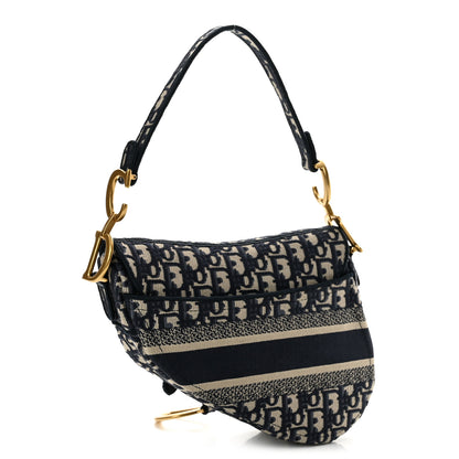 Christian Dior Oblique Embroidered Saddle Bag Blue 3 of 11