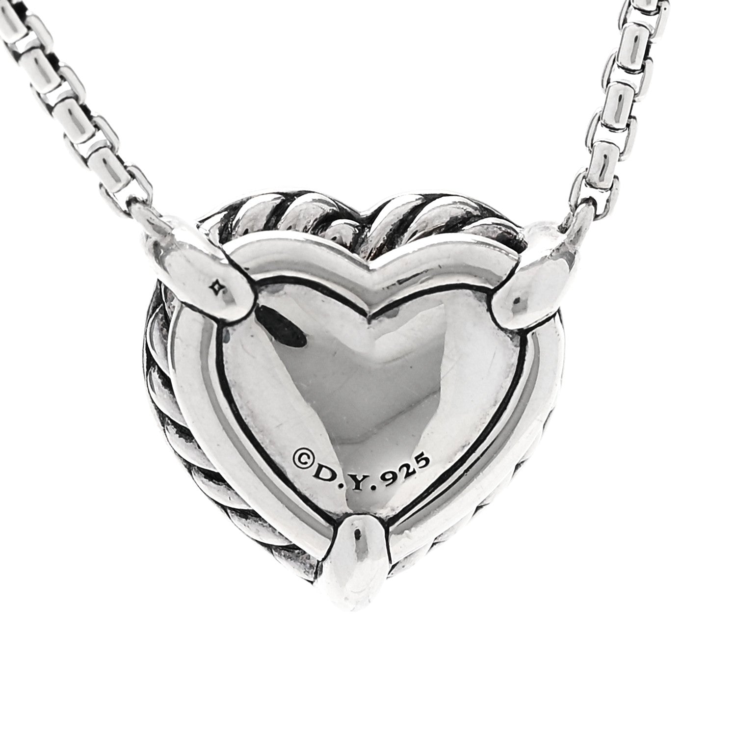 David Yurman Sterling Silver Diamond Rhodolite Garnet Heart Chatelaine Pendant Necklace 5 of 5