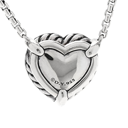 David Yurman Sterling Silver Diamond Rhodolite Garnet Heart Chatelaine Pendant Necklace 5 of 5