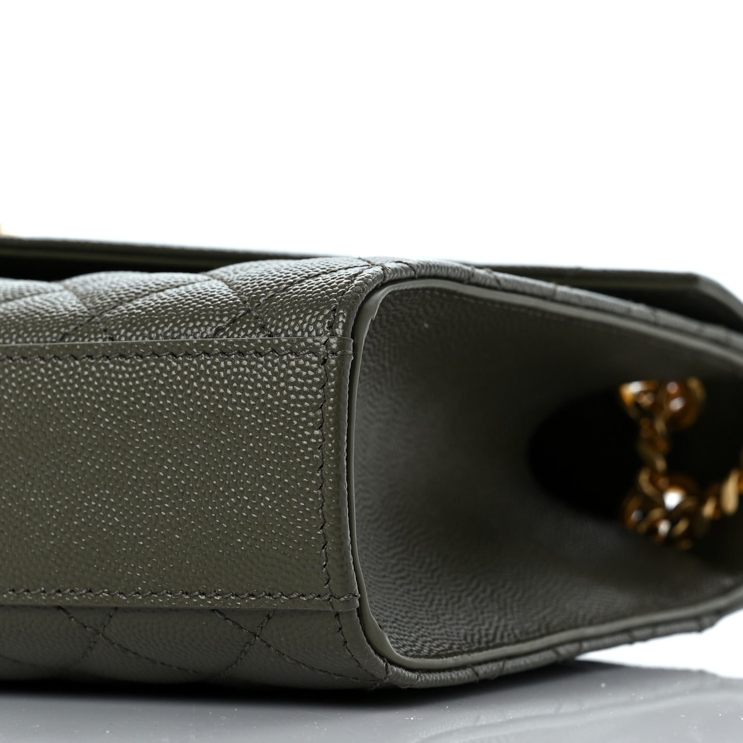 Grain De Poudre Textured Mixed Matelasse Triquilt Medium Monogram Satchel Army Green