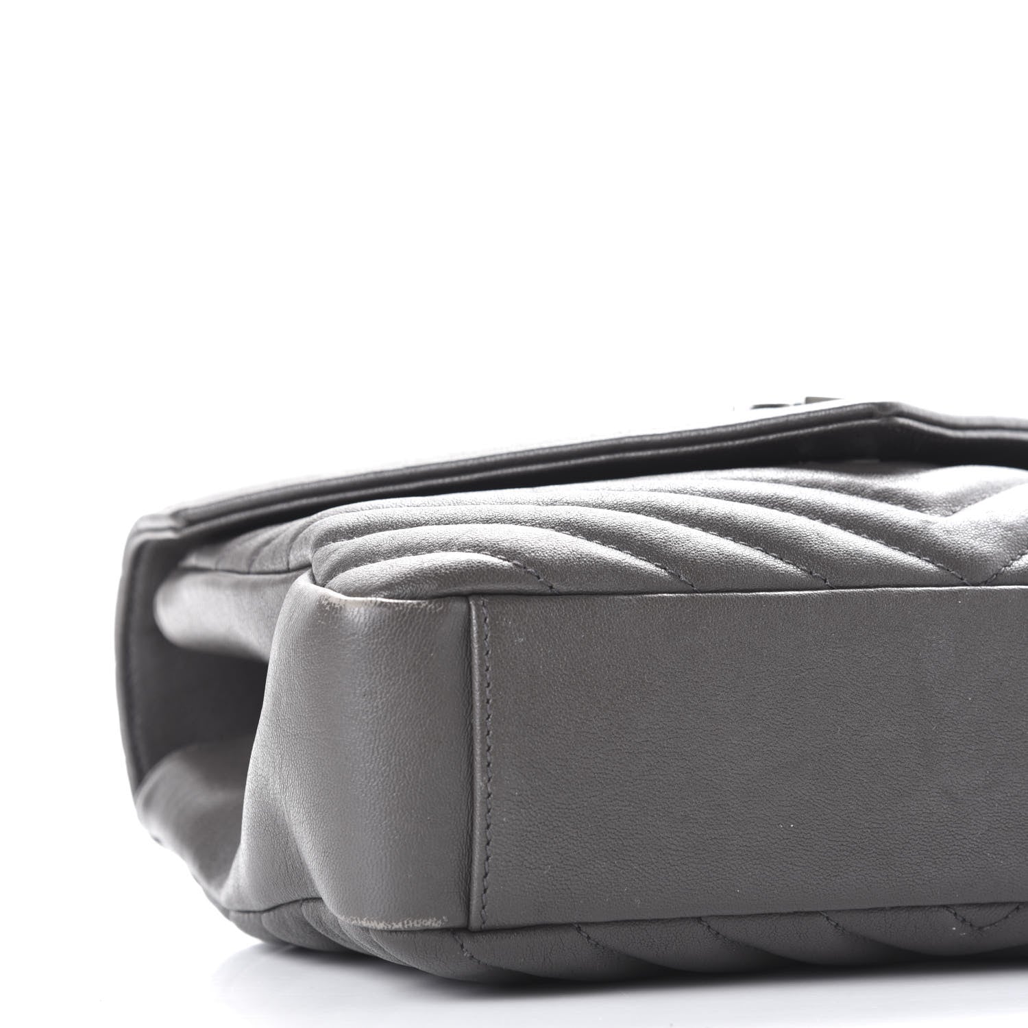 Saint Laurent Sheepskin Matelasse Chevron Monogram Medium College Bag Asphalt 6 of 13