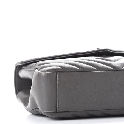Saint Laurent Sheepskin Matelasse Chevron Monogram Medium College Bag Asphalt 6 of 13