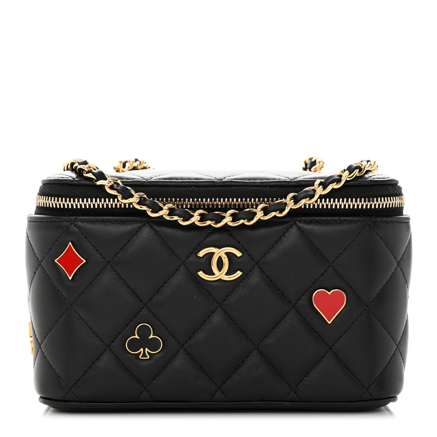 Chanel Lambskin Quilted Enamel Coco Casino Small Vanity Case With Chain Black 1 of 14