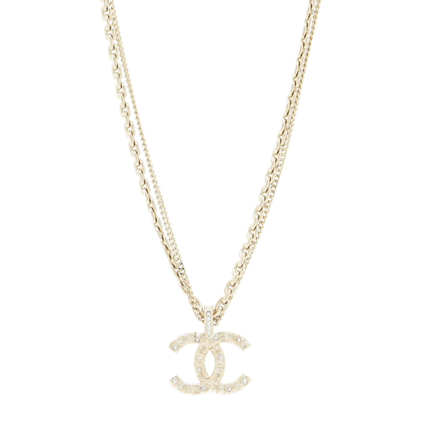 Crystal CC Multi Strand Chain Necklace Gold