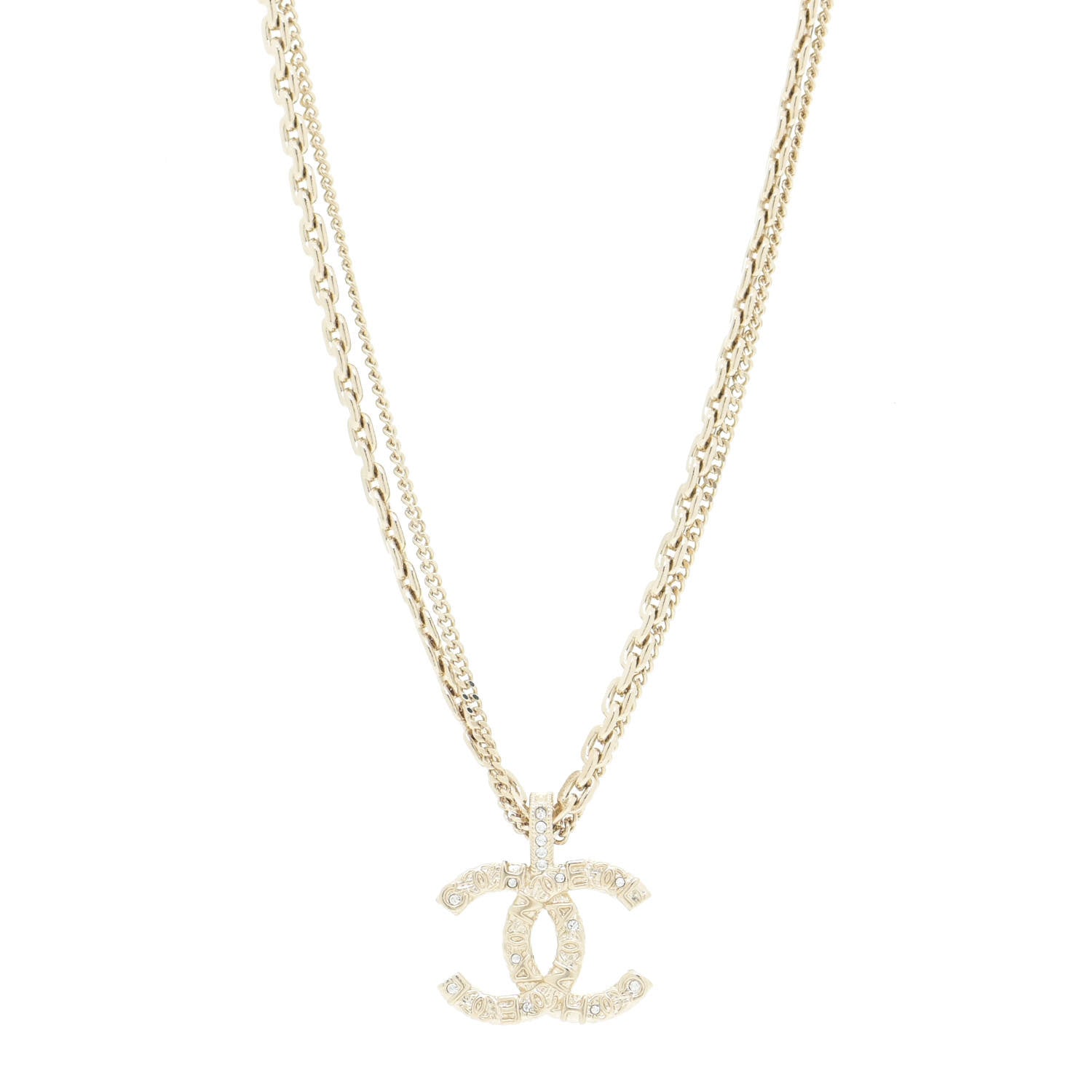 Chanel Crystal CC Multi Strand Chain Necklace Gold 1 of 7