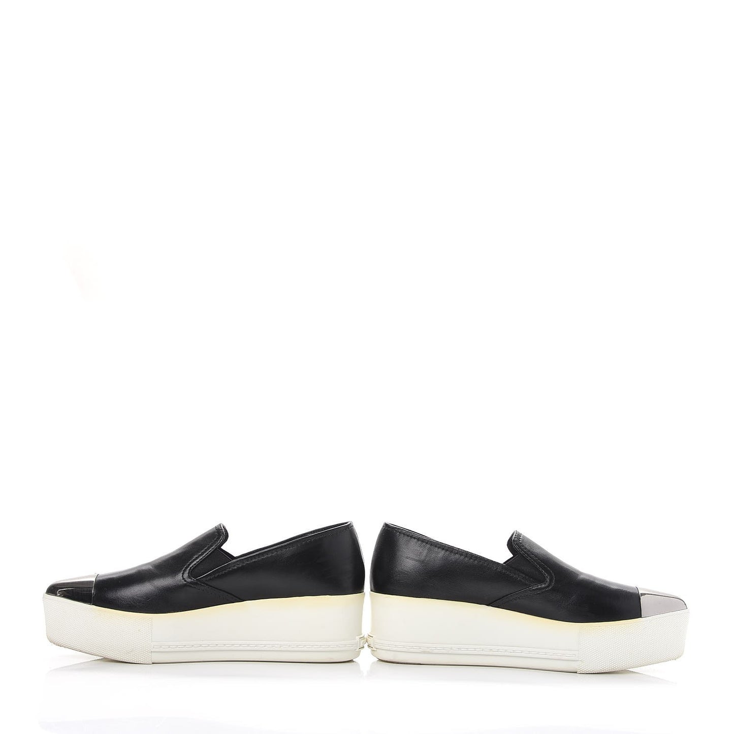 Nappa Metal Cap Toe Slip On Sneakers 36 Nero Black