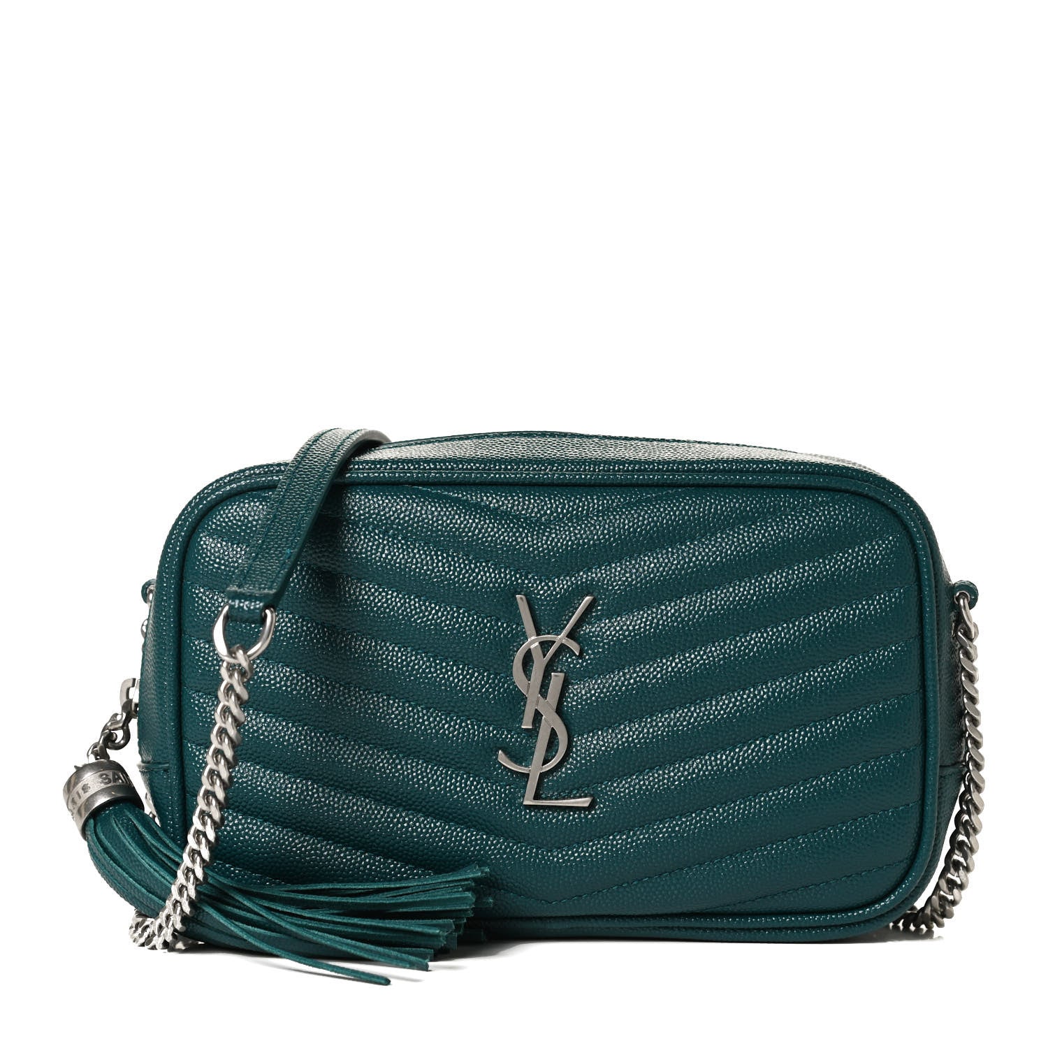 Saint Laurent Grain De Poudre Matelasse Monogram Mini Lou Camera Bag Petrol Green 1 of 12