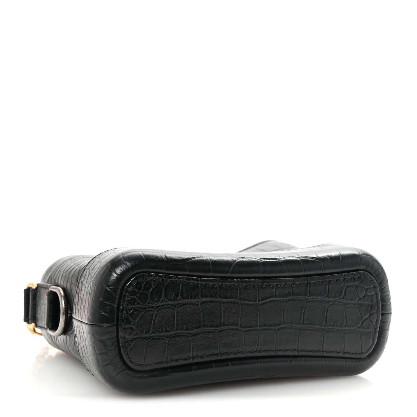 Calfskin Crocodile Embossed Small Gabrielle Cocodile Hobo Black