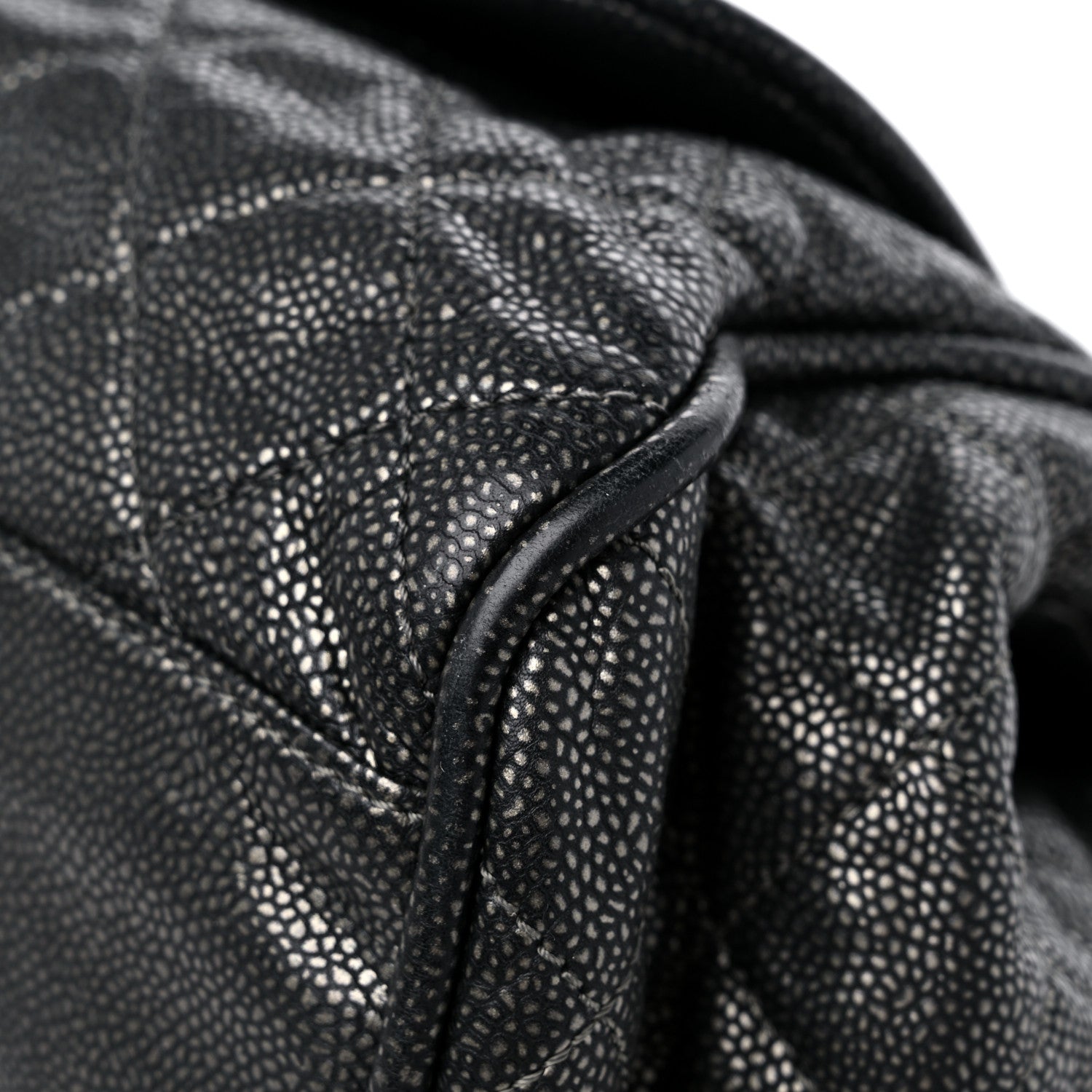 Chanel Metallic Caviar Quilted Timeless Accordion Flap Dark Silver 9 of 14