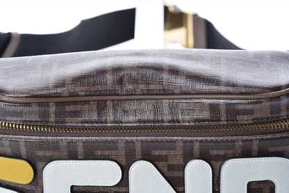 Fendi X FILA Glazed Fabric Vitello Century FF 1974 Mania Belt Bag Mogano Panna White 13 of 13