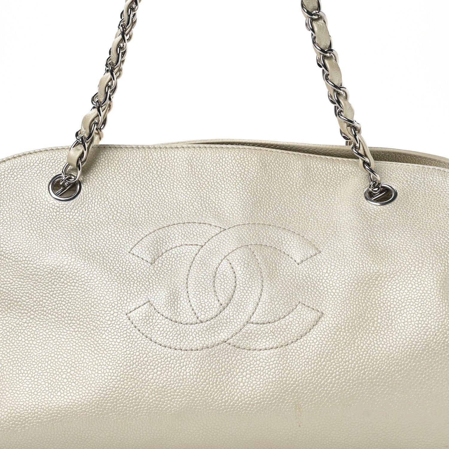 Chanel Caviar Quilted Timeless CC Bowler Bag White 8 of 12