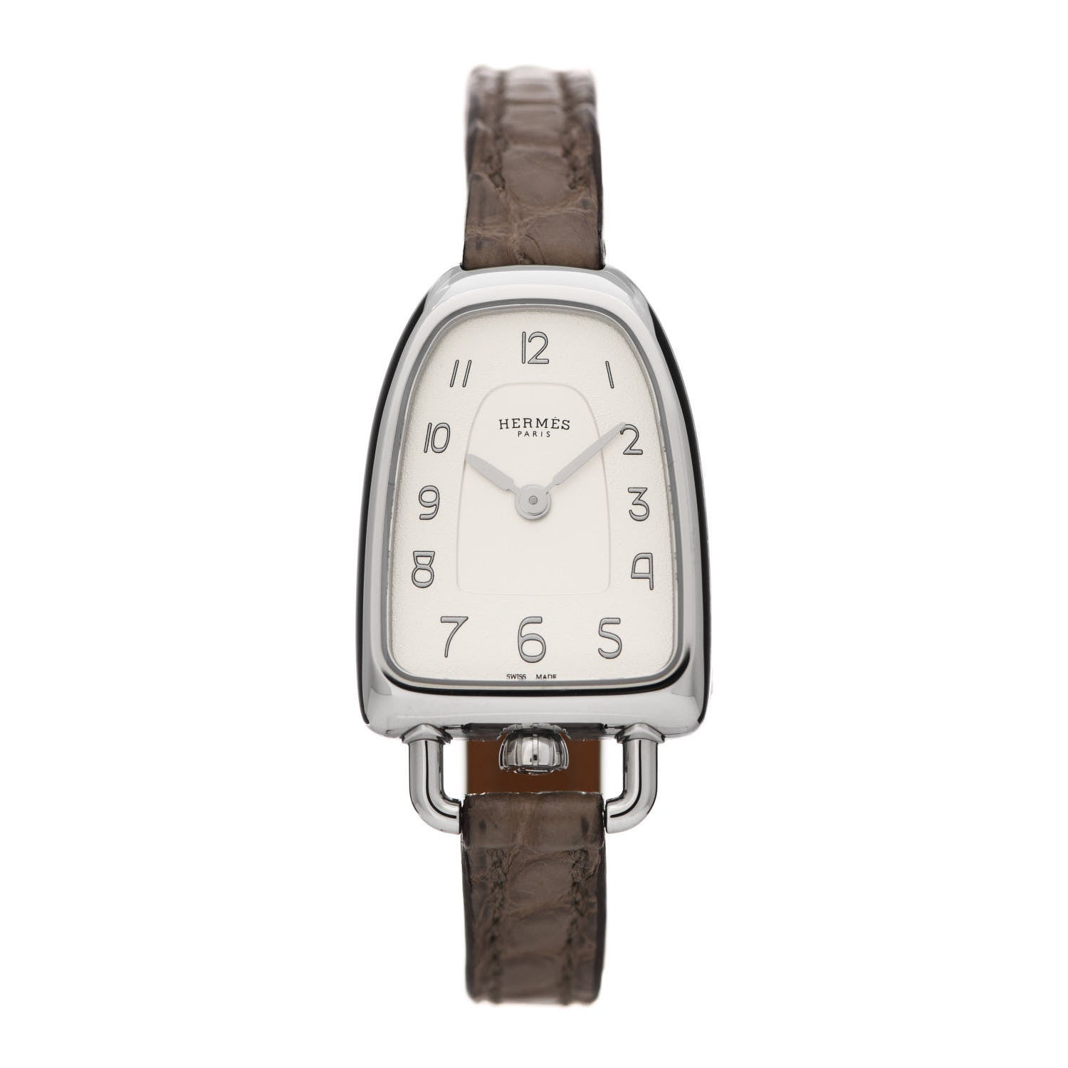 Hermes Stainless Steel Alligator 20mm Galop Quartz Watch Gris Elephant 1 of 5