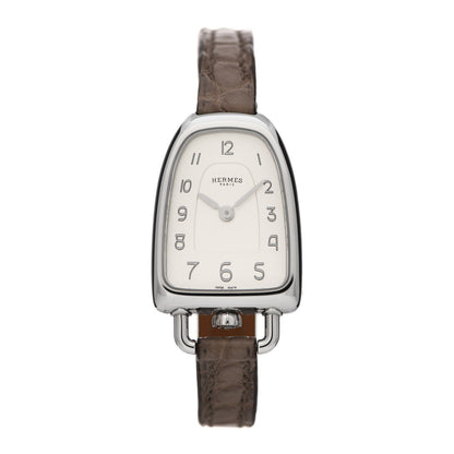 Hermes Stainless Steel Alligator 20mm Galop Quartz Watch Gris Elephant 1 of 5