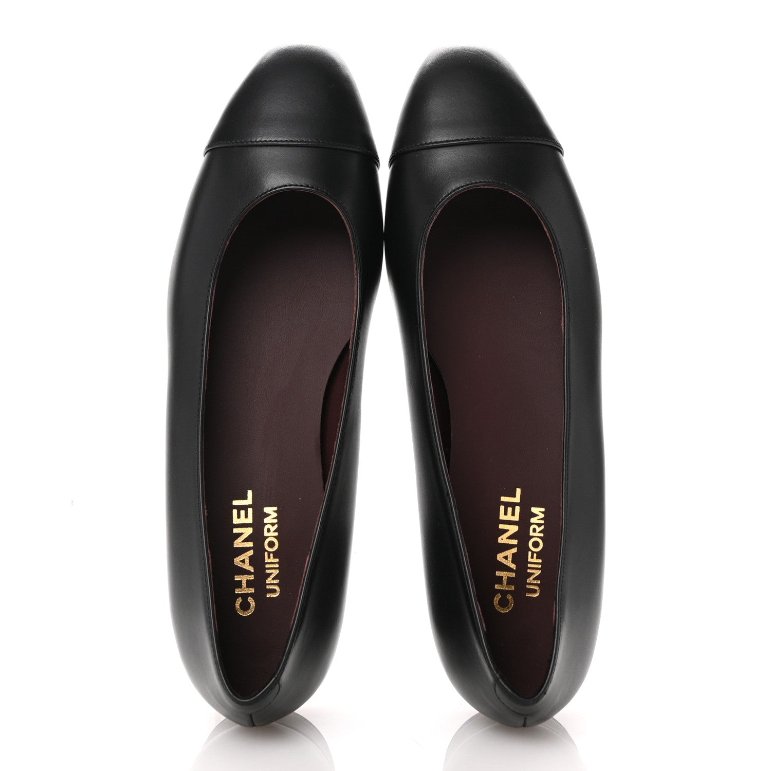 Chanel Lambskin Cap Toe CC Uniform Ballerina Flats 38 Black 2 of 10