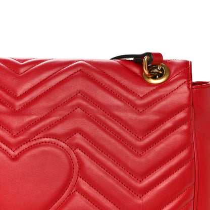 Gucci Calfskin Matelasse Large GG Marmont Shoulder Bag Hibiscus Red 16 of 19