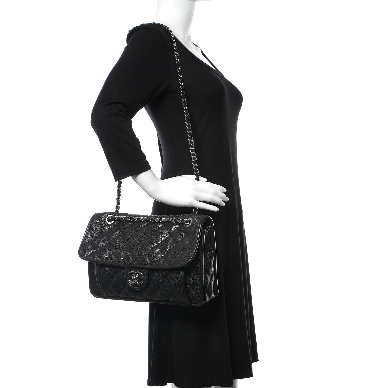 Chanel Caviar Quilted Large French Riviera Flap Black 2 of 10
