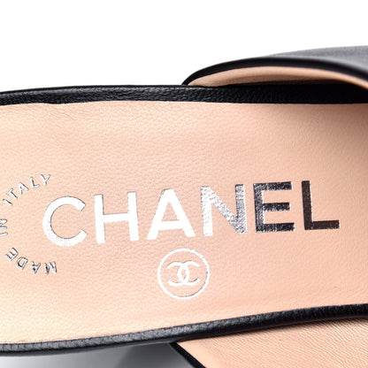 Chanel Lambskin Cap Toe CC Mules 37.5 Black 6 of 6