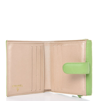 Chanel Lambskin Embossed Camellia French Wallet Light Green 5 of 9