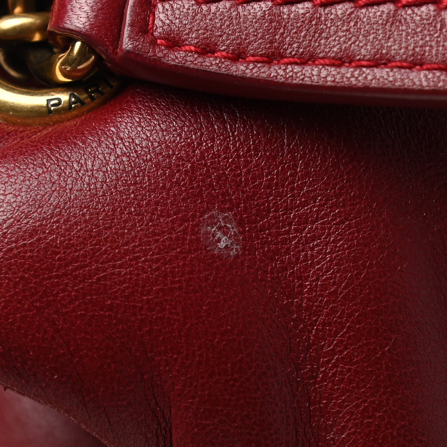 Lambskin Quilted Small Loulou Puffer Monogram Chain Satchel Red