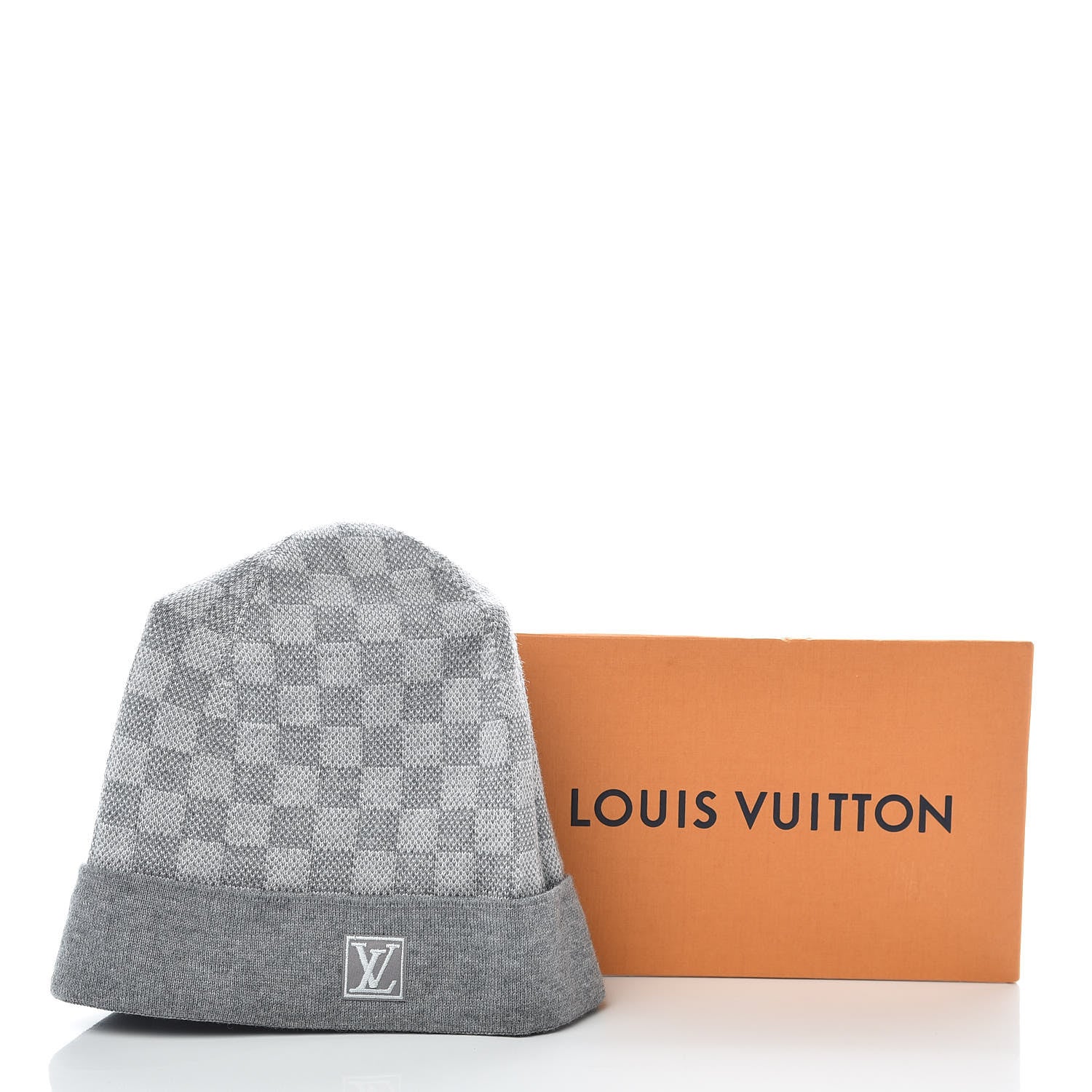 Louis Vuitton Wool Bonnet Petit Damier Beanie Hat Grey 408404