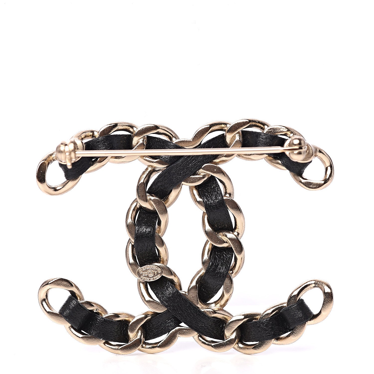Chanel Lambskin Chain CC Brooch Black Gold 2 of 4