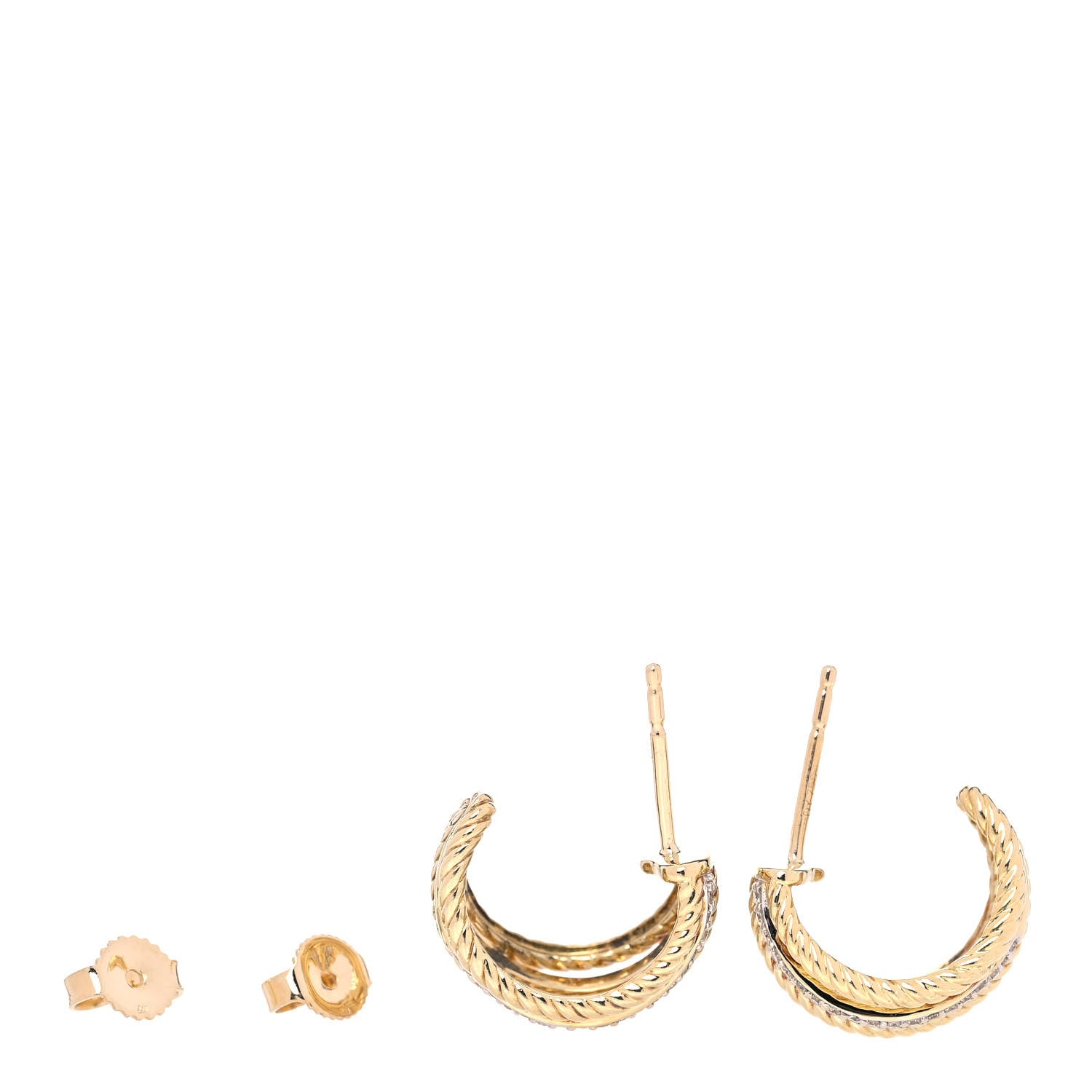David Yurman 18K Yellow Gold Diamond Lantana Cable Earrings 3 of 4