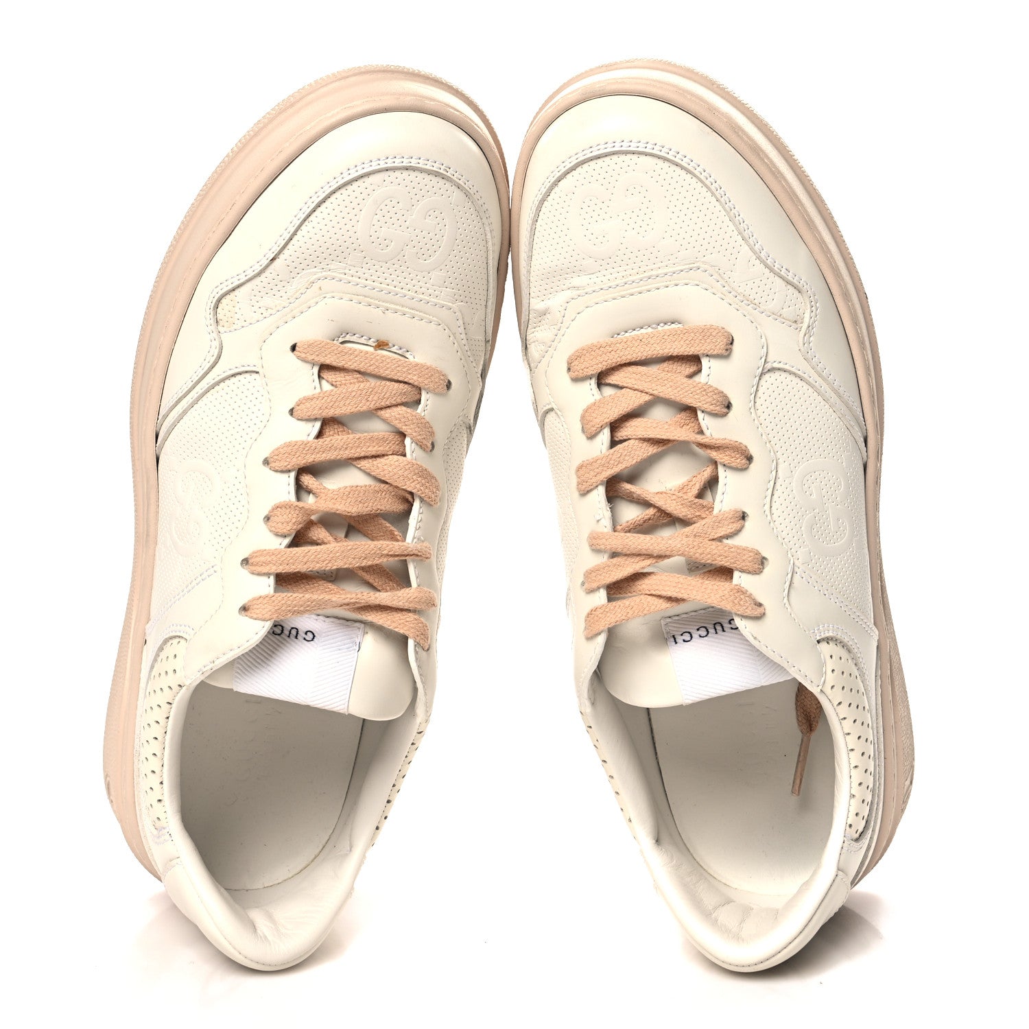 Gucci Calfskin GG Tennis Embossed Womens Platform 55mm Sneakers 40 White 2 of 8