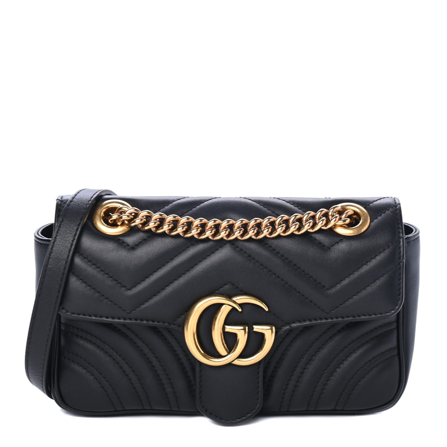 Calfskin Matelasse Mini GG Marmont Shoulder Bag Black