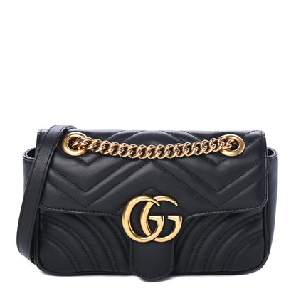 Gucci Calfskin Matelasse Mini GG Marmont Shoulder Bag Black 1 of 4